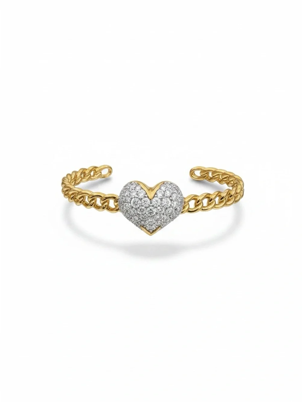 Alex Bittar Solanles Sapphire Crystal Heart Macrame Cuff Bracelet NWT